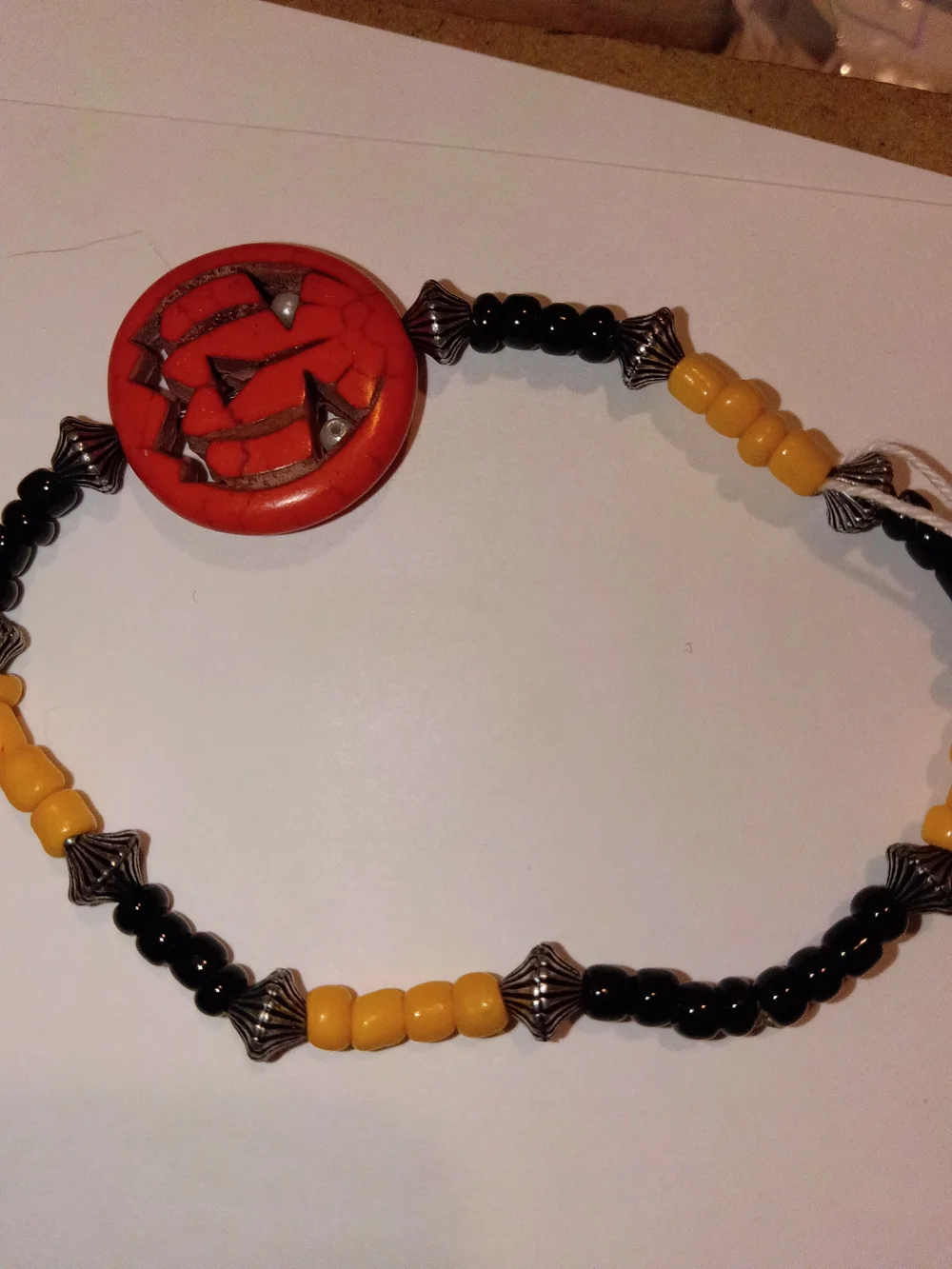 Handcrafted Orange & Black Beaded Women’s Bracelet